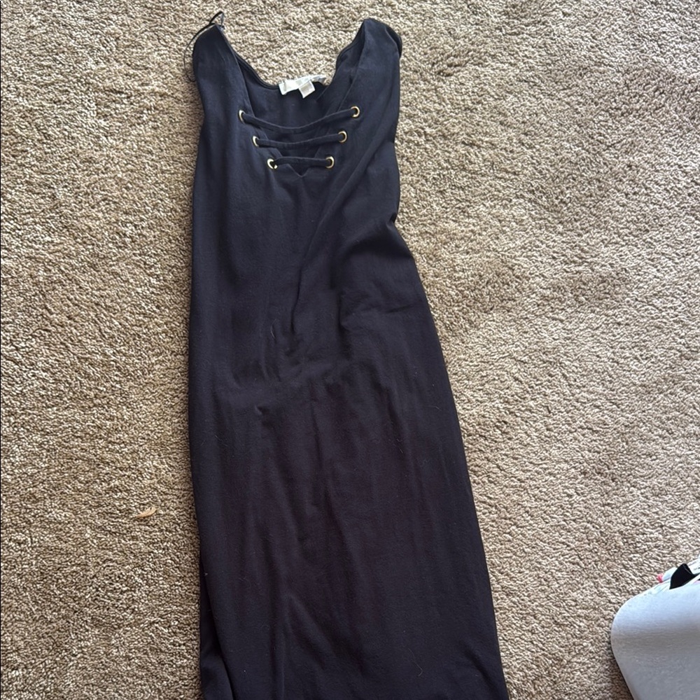 MICHAEL Michael Kors Black Midi Dress with Grommet Detail